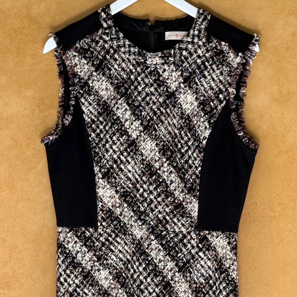 Tory Burch Black and White Sheath Midi Dress
